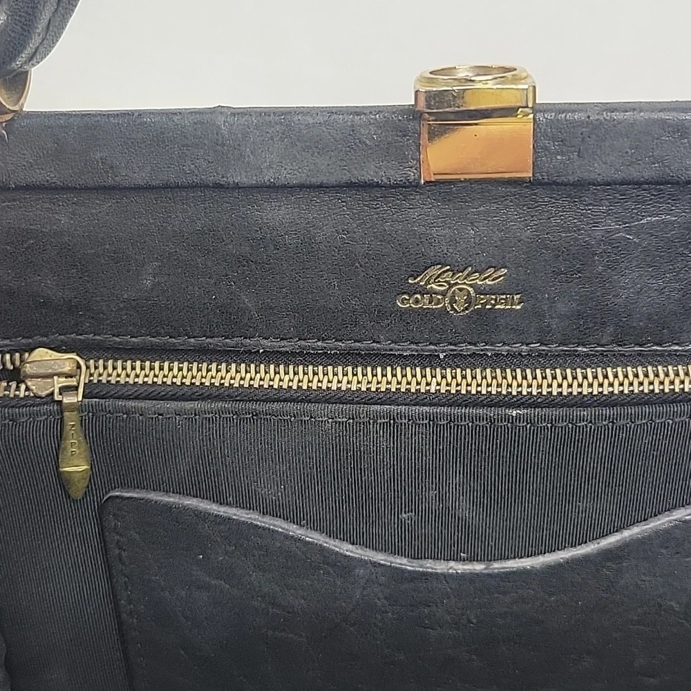 ×MODELL VINTAGE GOLD PFEIL Black‎ Leather Purse
